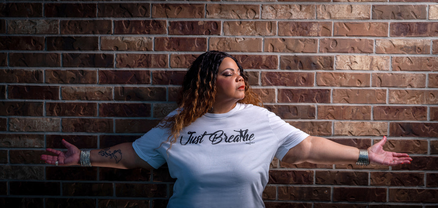 White Short Sleeve "Just Breathe" T-shirt